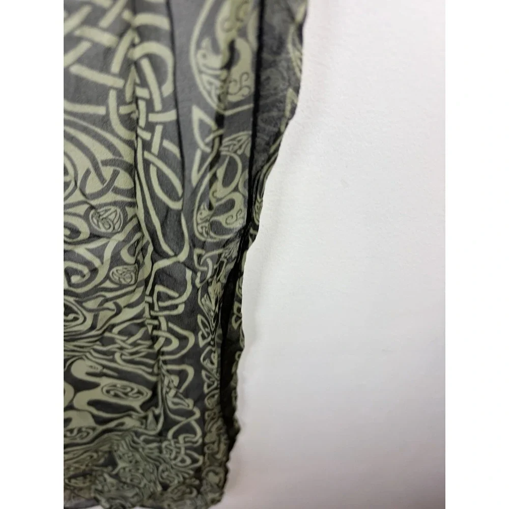 Vintage Keltic Designs Silk Scarf Black Green 90's Career Japan Career